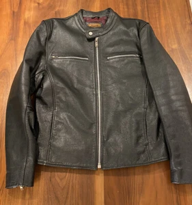 INFINITY BY TRUCKER LEATHER MEN'S BIKER REAL LEATHER JACKET COAT BLACK LARGE L  - Picture 1 of 12