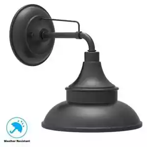 HAMPTON BAY 11 in. Black Barn Outdoor Wall Sconce Light - Picture 1 of 4