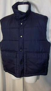 Vintage Sears The Mens Store Navy Snap Front Nylon Puffer Vest Size Medium - Picture 1 of 3