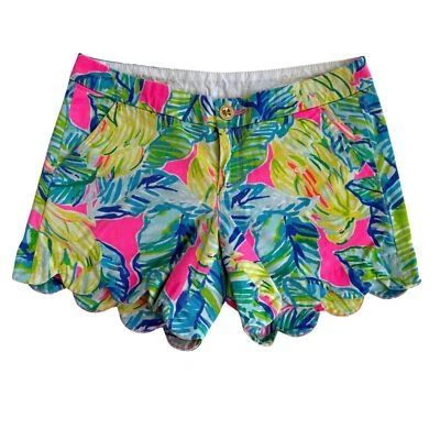 Usado en Excelente Condición Lilly Pulitzer 5" Buttercup tiro bajo elástico corto talla 0 colorido playero Foto 1 de 4