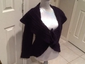 Elsamanda Made in Italy Chunk Sweater Cardigan Navy Blau-Lila Bindeband Neu mit Etikett L - Bild 1 von 5