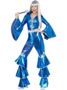 Retro 1970s Dancing Dream Costume Ladies Fancy Dress Waterloo 70s Queen - Picture 1 of 3