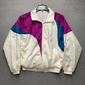 Vintage JC Penny USA Olympics Windbreaker Jacket Womens Large White Purple Lined - Picture 1 of 9