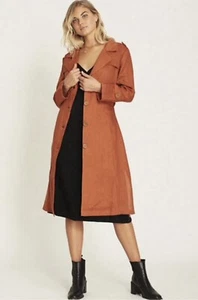 Arnhem Inka Coat Trench AU 10 / US 6 Linen Burnt Orange Rust Embroidered RRP$269 - Picture 1 of 15
