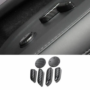 Carbon Fiber Seat Adjustment Button Cover Trim Fit For Tesla Model X S 2012-2021 - Picture 1 of 6