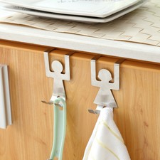2Pcs Stainless Steel Lovers Shaped Hook Kitchen Hanger Clothes Storage Rack AU