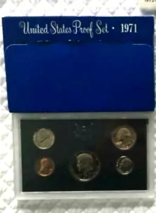 1971 S Proof Set USA Coins Kennedy Washington Roosevelt in Original Box - Picture 1 of 2