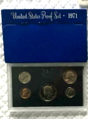 1971 S Proof Set USA Coins Kennedy Washington  Roosevelt in Original Box - Image 1 of 2