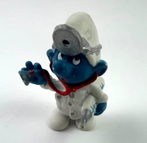 Peyo Smurfs Doctor Smurf Physician Vintage Figure PVC Toy Figurine 1978 - Picture 1 of 5