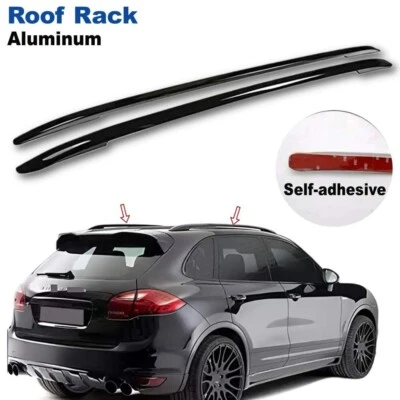 2 piezas rieles laterales de techo de aluminio negro para Porsche Cayenne 2011-2017 pasado Foto 1 de 4