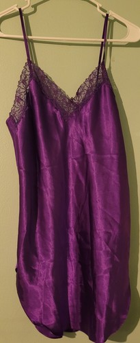 UNDERCOVER Abito slip vintage Victoria Secrets viola seta dettaglio pizzo oro laccio taglia small