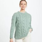 Raglan Aran Sweater For Women ? Seafoam Green