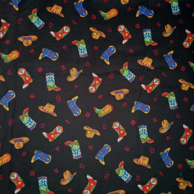 Cranston Edredón Tela Western Sombreros de Vaquero Botas Negro Algodón 42x53+ Costura Artesanal Foto 1 de 4