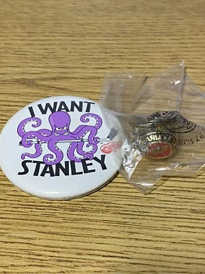 Vtg.-1997 Little Caesars Detroit Red Wings Replica Stanley Cup Ring & Button-NEW - Image 1 of 4