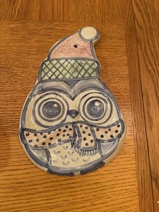 Placca da parete natalizia MA Hadley ceramica gufo di Natale 10,5"" NUOVA - Foto 1 di 2