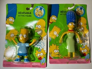 Marge & Bart The Simpsons 1990 Jesco Bendable Lot of 2 Action Figures - Picture 1 of 7