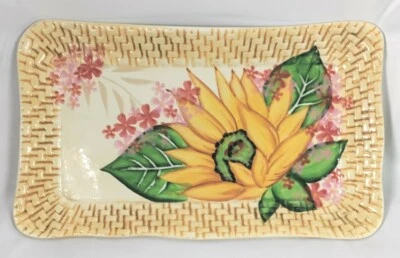 Plato floral girasol rectangular Bella Casa by Ganz 16-5/8" x 9-5/8"  Foto 1 de 3
