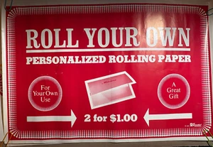ROLL YOUR OWN VINTAGE 1975 HEADSHOP ROLLING PAPER ADVERTISEMENT POSTER -NICE! - Picture 1 of 7
