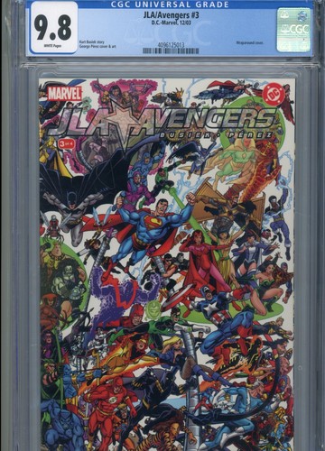 JLA AVENGERS #3 MT 9.8 CGC WHITE PAGES PEREZ WRAPAROUND COVER AND ART ...