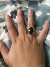 Black Crystal Alloy Silver Plated - Arabian Sword - Ring Size 8.5 - Size R