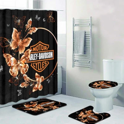 Harley Davidson Legendary and Butterflies Shower Curtain or Bathroom Sets.