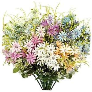 6Pcs Artificial Daisy Silk Flower Outdoor UV Resistant Fake Wildflowers Faux - Picture 1 of 7