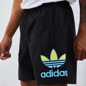 Neu mit Etikett Herren große Adidas Originals gewebte Kleeblattshorts schwarz GL5137 mit Taschen