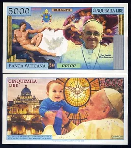 Vatican, 5000 Lire, 2016 Private Issue Kamberra, UNC Pope Francis - Picture 1 of 1