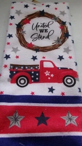 FULL UNCUT PATRIOTIC UNITED WE STAND Print POLYESTER Kitchen Dishtowel - Picture 1 of 1