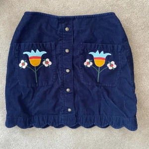 Hanna Andersson Girls' Blue Corduroy Floral Scallop Trim Skirt Size 130 (8) - Picture 1 of 3