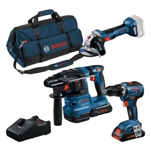 Bosch Combo Kit 3 piezas 18V: GSR 18V-55 + GWS 18V-7 + GBH 18V-22 + 2x PC 4,0 - Imagen 1 de 4