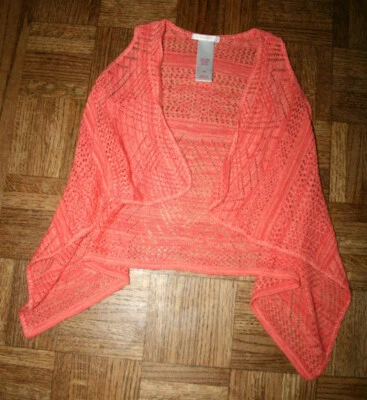 HERMOSO CHALECO GANCHILLO NARANJA HILARATION NIÑA TALLA XS FRENTE ABIERTO Foto 1 de 3