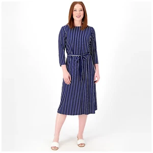 Mädchen mit Kurven normal gestreiftes Strick Jersey Kleid marine gestreift Gr. 1X *NEU* - Bild 1 von 3