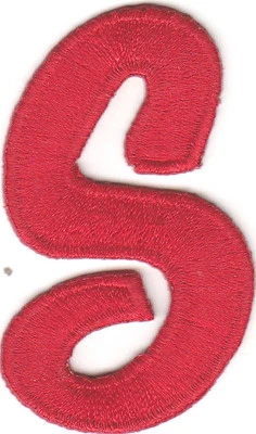 SCRIPT LETTERS - Red Script  2" Letter "S" - Iron On Embroidered Applique - Image 1 of 2