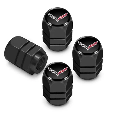 Chevrolet Corvette C7 Black on Black Hexagon Aluminum Tire Valve Caps - Image 1 of 4
