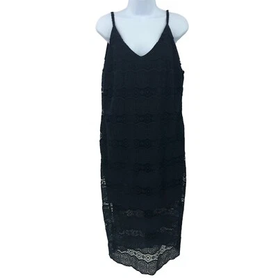 Betsey Johnson Womens Dress Dark Blue Crochet Floral Lace Overlay Size 14 - Image 1 of 4