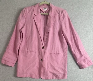 Rosa Leinen Baumwolle Blazer 2 Knöpfe Medium Barbie Kaugummi Paolaalberdi Tropfen - Bild 1 von 8