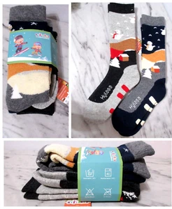Kids Ski Socks 2 Pair Cushion Crew Size M 4-6.5 Age 10-13 Merino Wool Snowmen Ch - Picture 1 of 11