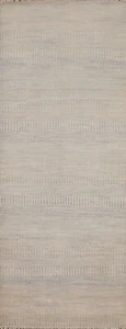 Contemporary Handmade Wool Abstract Runner Rug 2' 7" x 7' 9" Hallway Carpet - Picture 1 of 18