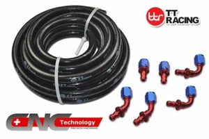 -10AN AN-10 AN10 Push Lock Fuel Hose Black 12FT / Push On Loc Fittings Kit Set - Picture 1 of 6