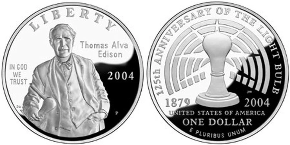 (1) 2004 P Thomas Alva Edison $1 Commemorative Proof Silver Dollar CAPSULE ONLY - Image 1 of 1