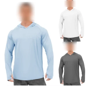 Herren UPF 50+ Sonnenschutz Hoodie Angeln Wandern Laufen T-Shirt schnelltrocknend Tops - Bild 1 von 15