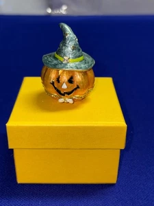 Disney Parks Halloween Arribas Brothers Pumpkin With Hat Jeweled Trinket Box New - Picture 1 of 8