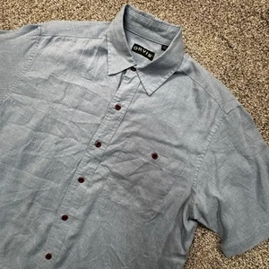 Orvis Shirt Mens Medium Blue Classic Fit Short Sleeve Hemp Blend Button Up - Picture 1 of 7