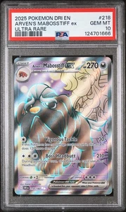 Pokémon Dri En-Destined Rivals Arven'S Mabosstiff Ex 218 2025 ultra raro PSA 10 - Imagen 1 de 2