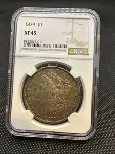 1879-P Morgan Silver Dollar $1 NGC XF45 Tough Date - Picture 1 of 6