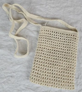 Vintage Xhilaration Crochet Ivory Crossbody Purse 90s Y2K Shoulder Bag Knit - Picture 1 of 8