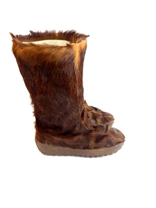 Botas de invierno con plataforma de piel marrón sin marca para mujer talla 11 (42) usadas en excelente estado envío rápido - Imagen 1 de 20