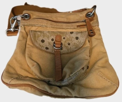 Bandolera Fossil ZB2688 De Colección Lona Borde Cuero Caqui Diseño Floral Cremallera a Presión  Foto 1 de 4