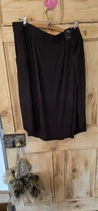 Marks & Spencer Stay New Black Jersey Skirt With Dip Hem & Pockets Size 24 - Picture 1 of 8
